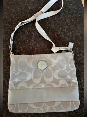 Y2K Coach Gray Signature Jacquard Crossbody Bag